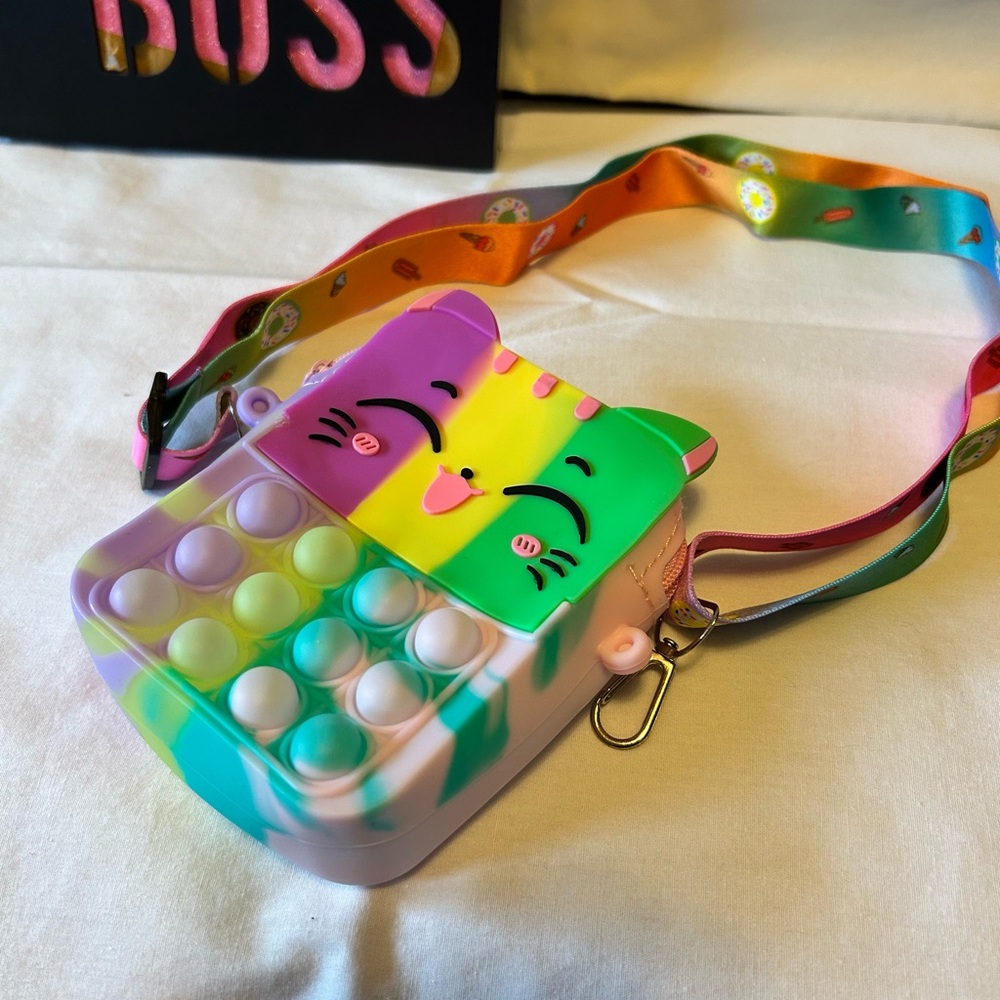 Colorful Cat Pop It Crossbody Bag